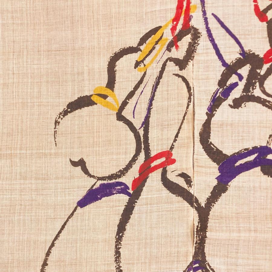 麻のれん ひょうたん 手描き 150cm×90cm 六瓢箪 無病 麻 暖簾 和の