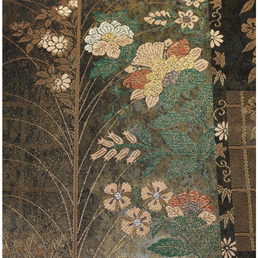 ヤマキ織物謹製 留袖用 西陣織袋帯 正絹 唐花縞文 桜 菊 Lサイズ F2739 