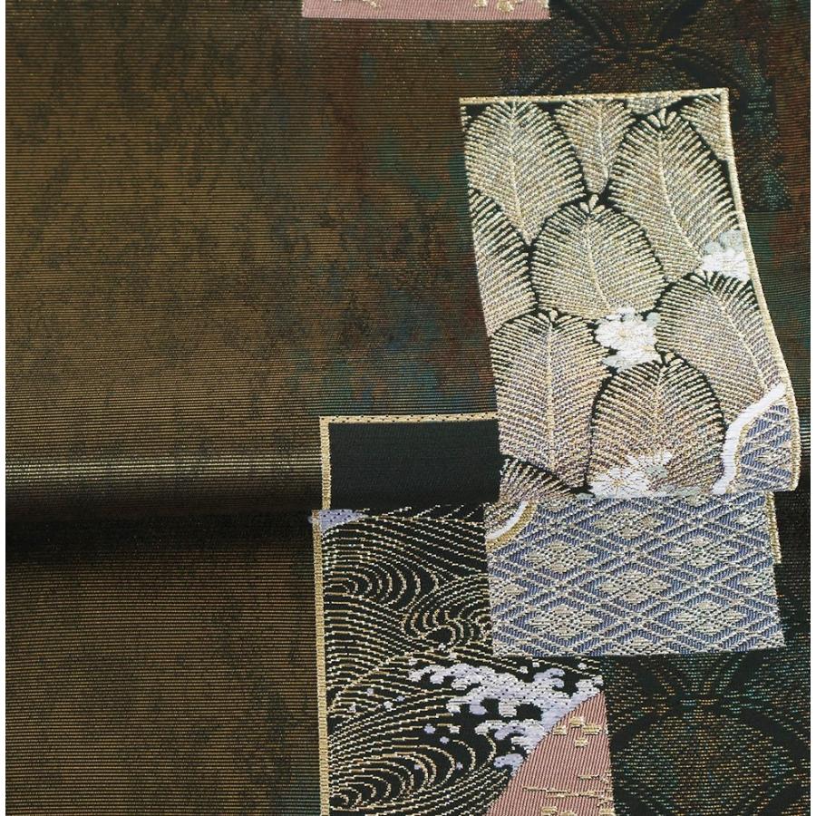 留袖用 袋帯 正絹 松葉短冊文 緑 金箔 松 荒波 短冊 大王松 Lサイズ