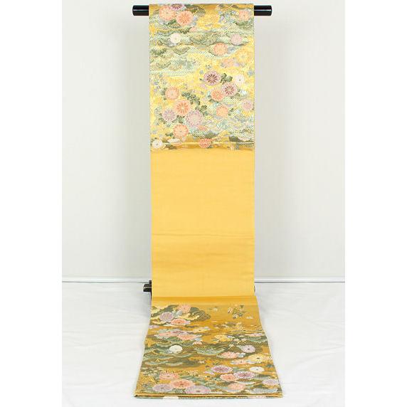 留袖用 袋帯 正絹 刺繍 菊 松 Mサイズ F3368 美品 レディース シルク 
