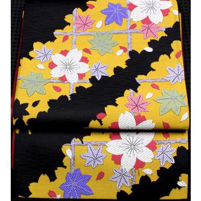 振袖用 袋帯 正絹 桜 楓 Sサイズ F3468 未使用品 レディース シルク 
