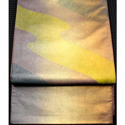 お洒落訪問着用 大島紬 泥染紬 袋帯 正絹 絞り流水 全通 Lサイズ