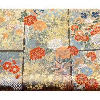 留袖用 袋帯 正絹 花鳥紋 鳳凰 梅 菊 牡丹 Lサイズ F3554 新品 