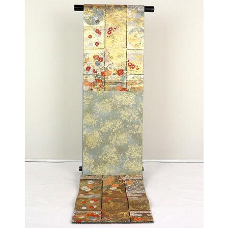 留袖用 袋帯 正絹 花鳥紋 鳳凰 梅 菊 牡丹 Lサイズ F3554 新品 