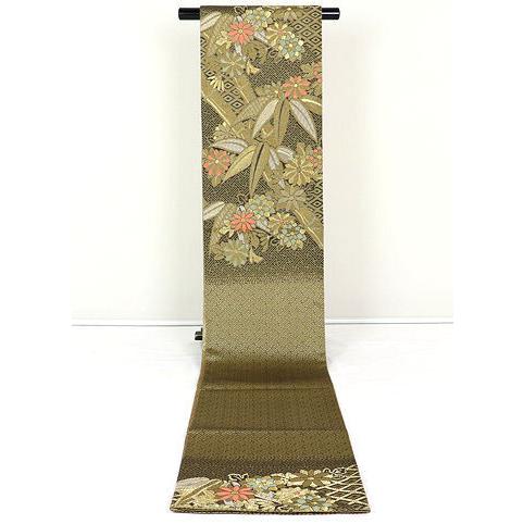 訪問着用 袋帯 正絹 金山寺織 竹笹 Lサイズ F3758 新品 レディース 