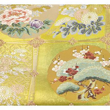 訪問着用 袋帯 正絹 鏡裏菊格子 松竹梅 天井紋 Mサイズ F3761 新品 