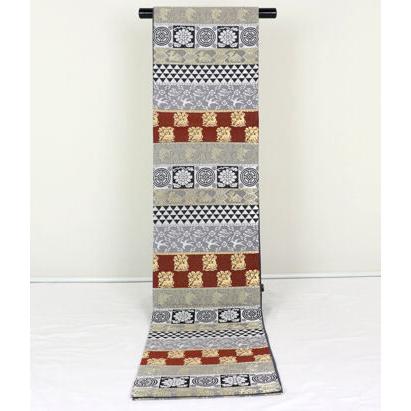 訪問着用 袋帯 正絹 荒磯 花兎 名物裂 Lサイズ F3765 新品 レディース 