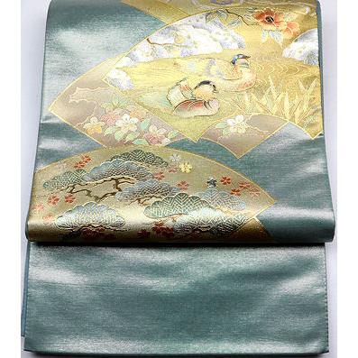 送料無料】訪問着用☆西陣織袋帯☆正絹☆螺鈿オシドリ F3797【新品 