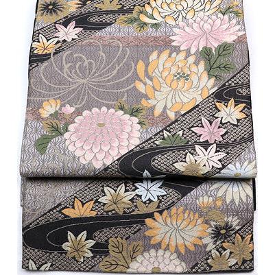 訪問着用 袋帯 正絹 菊 紅葉 Mサイズ F3824 美品 レディース オール 