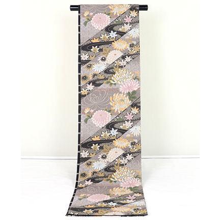 訪問着用 袋帯 正絹 菊 紅葉 Mサイズ F3824 美品 レディース 