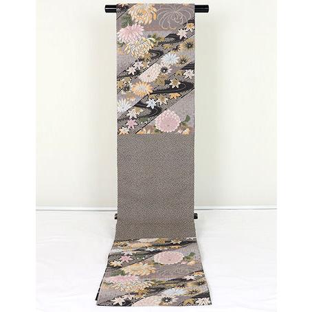 訪問着用 袋帯 正絹 菊 紅葉 Mサイズ F3824 美品 レディース オール 