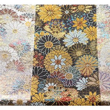留袖用 袋帯 正絹 菊花縞 Lサイズ F3872 美品 レディース シルク