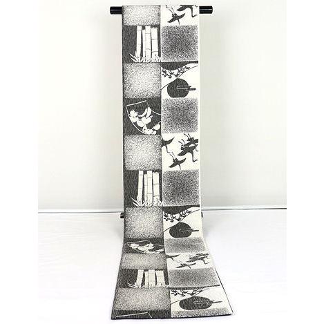訪問着用 袋帯 正絹 鶴 松竹 市松模様 全通 LLサイズ ロングサイズ F3917 美品 レディース シルク オールシーズン 送料無料 入学式 卒業式_3