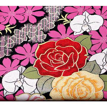 振袖用 西陣織袋帯 正絹 両面長尺 薔薇 胡蝶蘭 スペード LサイズF4012 