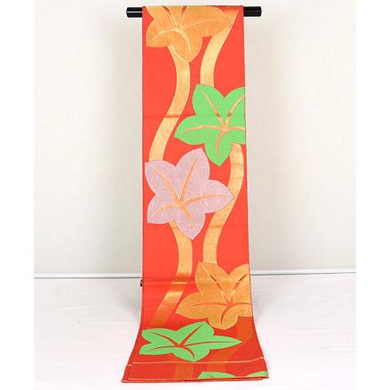織悦謹製 十三参り用 袋帯 正絹 紅葉 F4023 美品 ジュニア シルク 