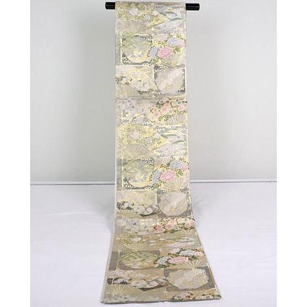 留袖用 袋帯 正絹 琳派花鳥扇子 Mサイズ F4089 新品 レディース シルク  