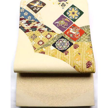 送料無料】留袖用☆袋帯☆正絹☆刺繍鳳凰・華・菱文 F4201【新品 