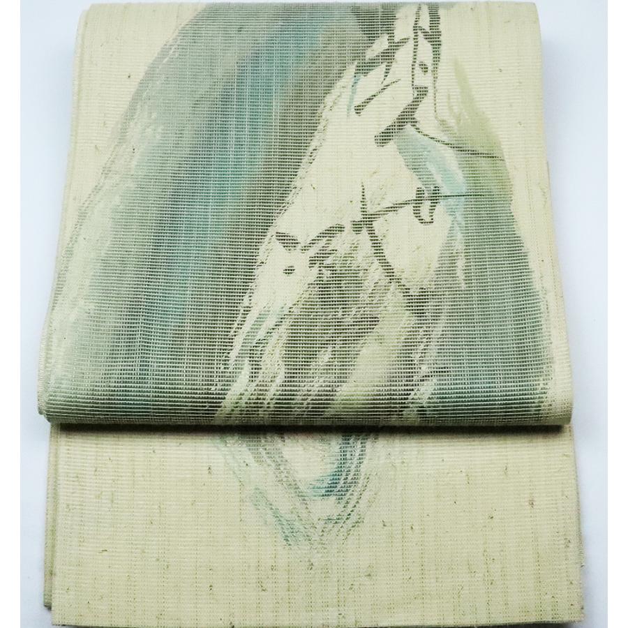 お洒落訪問着用 陽道庵 西陣織袋帯 正絹 紙布織 水墨画 Lサイズ F4299 