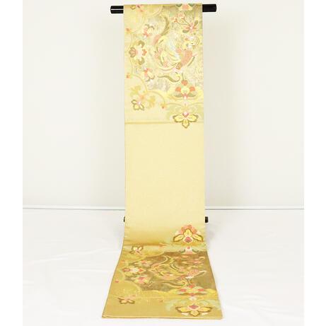 留袖用 袋帯 正絹 金 緑 花喰鳥 Lサイズ F4483 未使用品 公式行事 送料