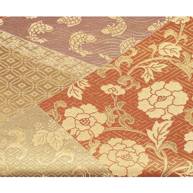 留袖用 袋帯 正絹 金 金茶 荒磯 唐花 文様 Lサイズ F4717 美品 着物 