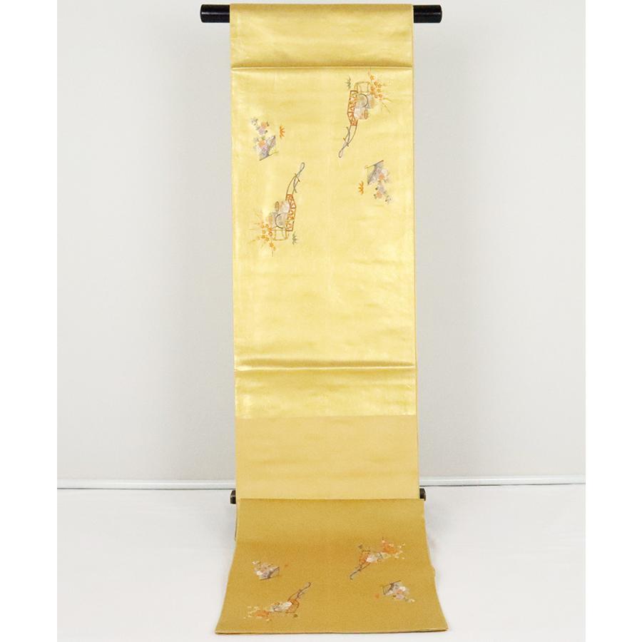 新品□お仕立て済み□正絹高級，本金箔，遠山地紙文，袋帯