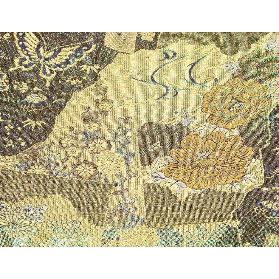 訪問着用 袋帯 正絹 短冊文 牡丹 菊 松竹梅 宝尽くし 蝶 Mサイズ F4929 