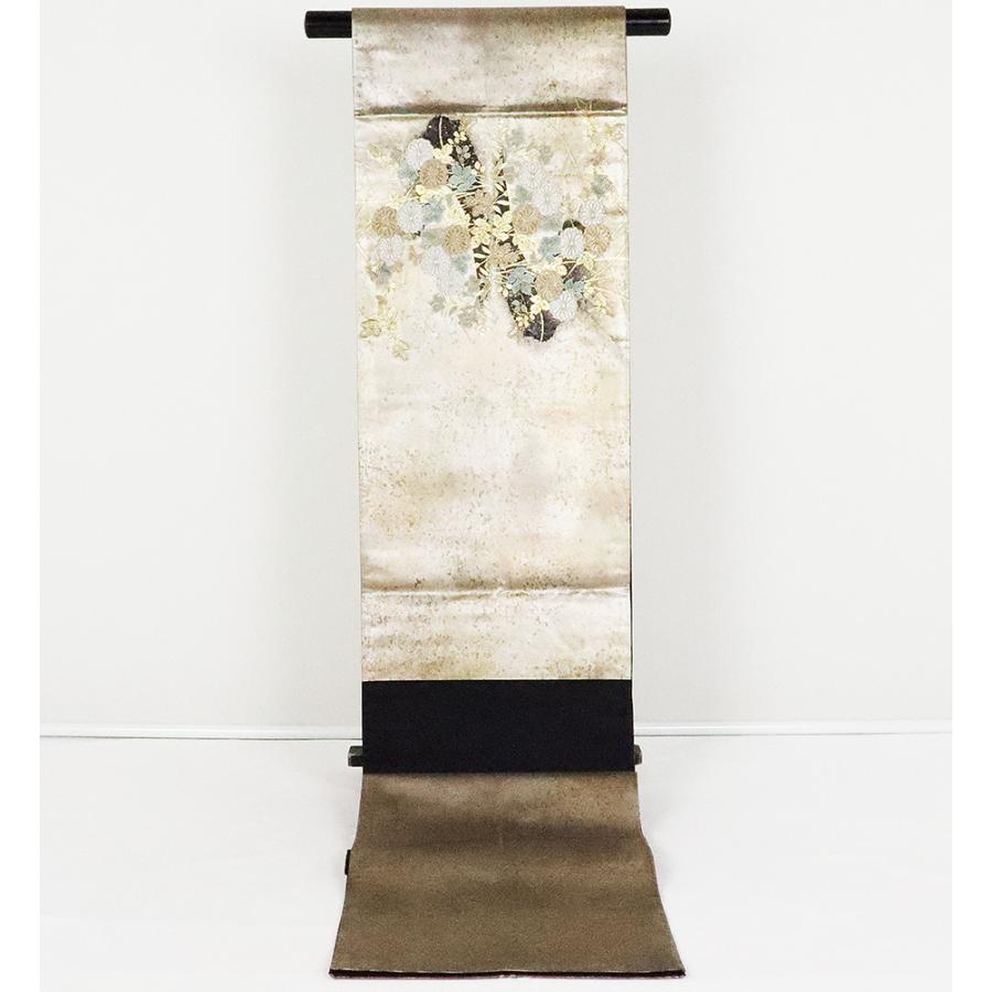 留袖用 袋帯 正絹 雅趣波沙文 菊 桔梗 鳳凰 Mサイズ F5027 美品 