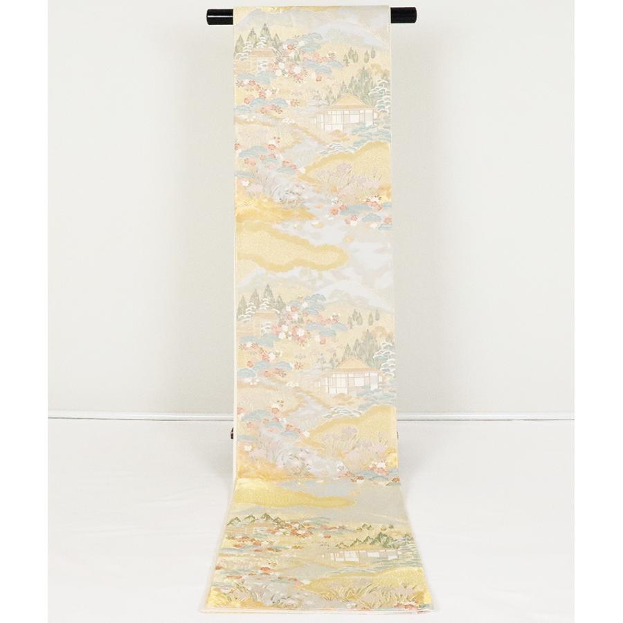 留袖用 袋帯 正絹 山水画 F5140 中古 美品 着物 レディース Sサイズ 