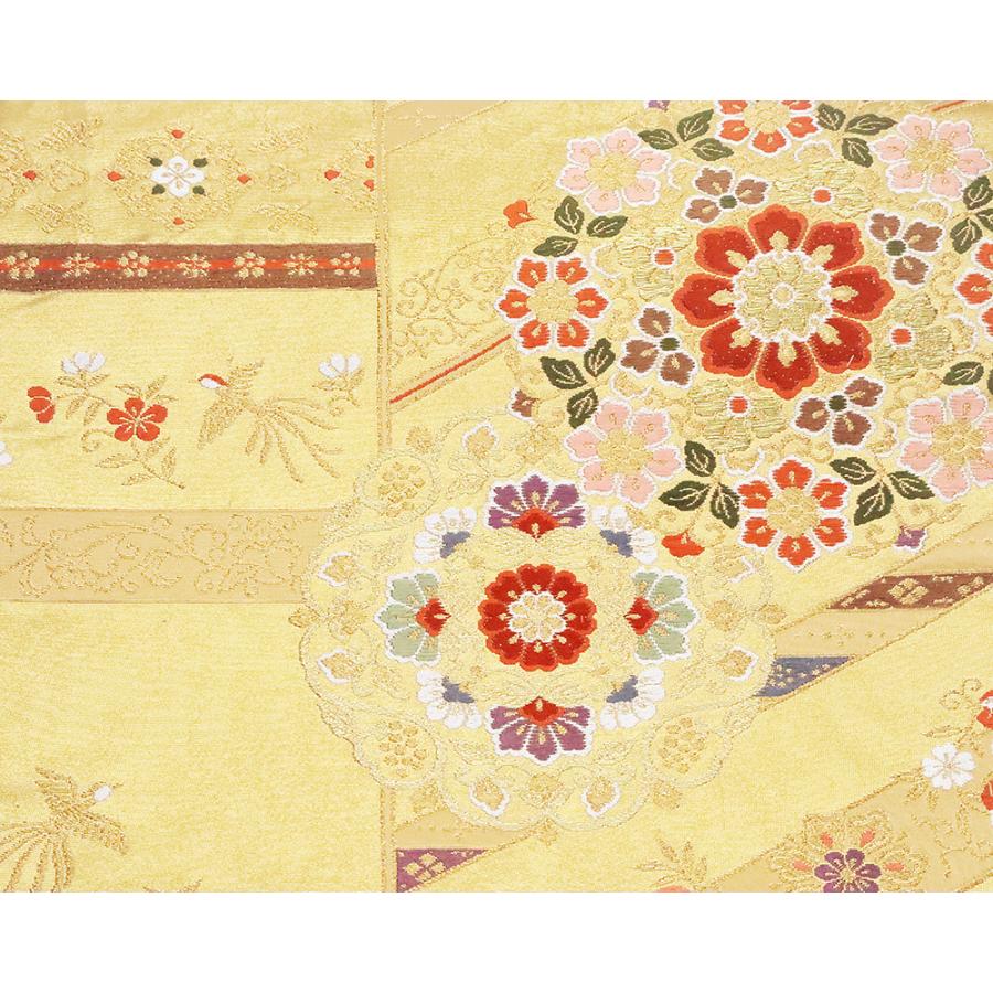 留袖用 袋帯 正絹 花鳥紋 金箔 F5273 中古 美品 着物 レディース M 