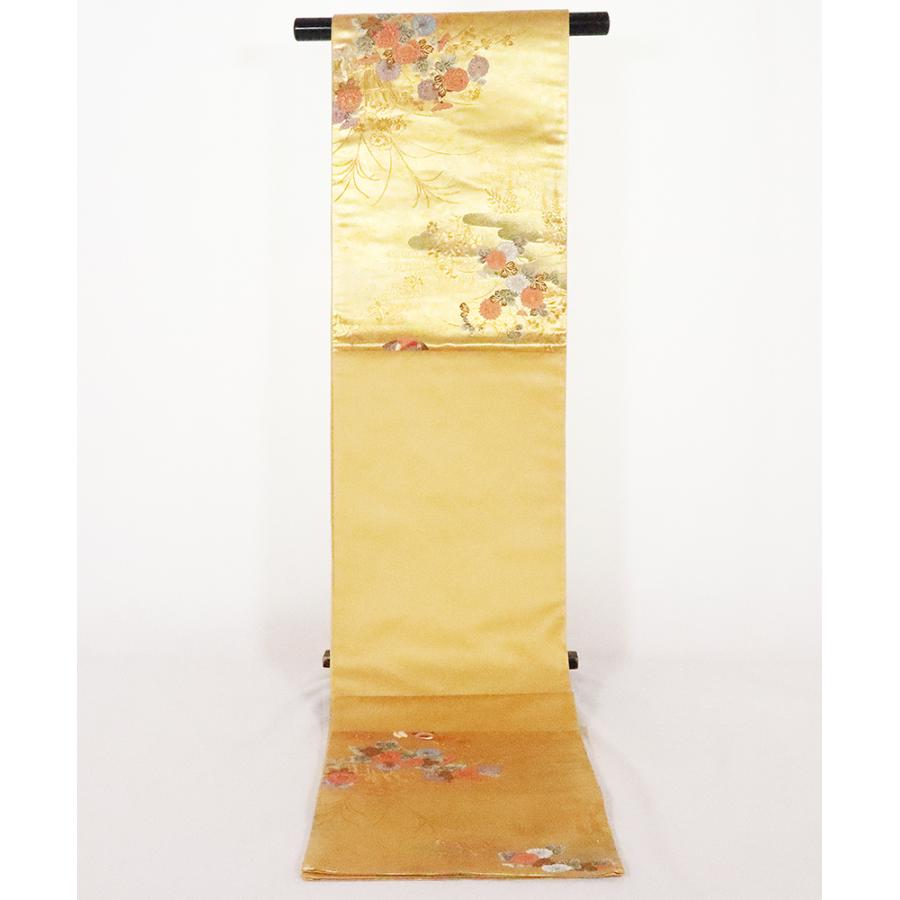 留袖用 袋帯 正絹 花鳥蒔絵 漆金箔 F5301 美品 着物 レディース M  