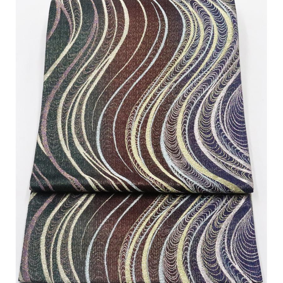 セール】 つづれ織 袋帯 若草色 緑 グリーン 金糸 高級品 雲 西陣織