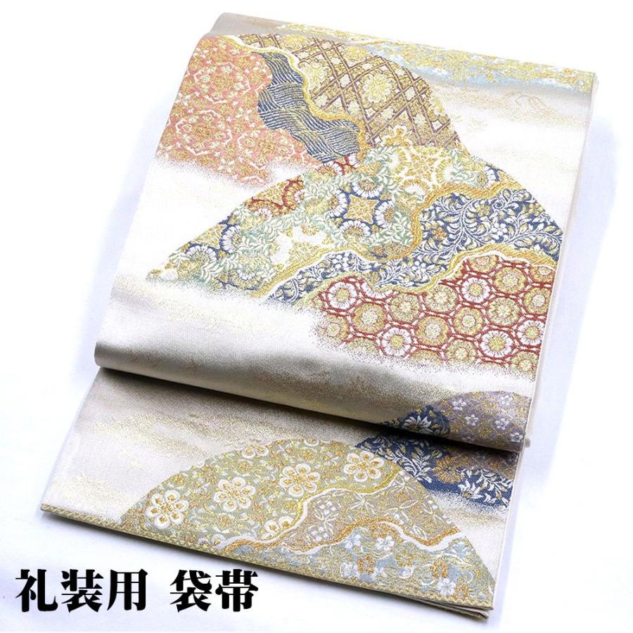 礼装用 袋帯 正絹 金 遠山 正倉院文様 唐花 華文 Lサイズ F5935 新品 