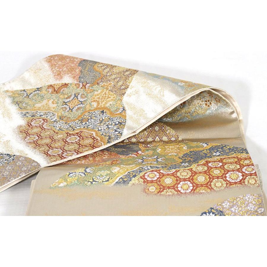 礼装用 袋帯 正絹 金 遠山 正倉院文様 唐花 華文 Lサイズ F5935 新品 