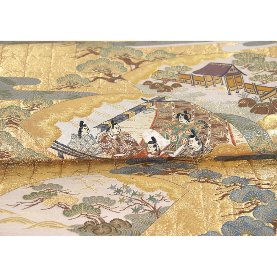 留袖用 袋帯 正絹 本金二重箔 伊勢物語 Lサイズ F6161 美品 レディース 