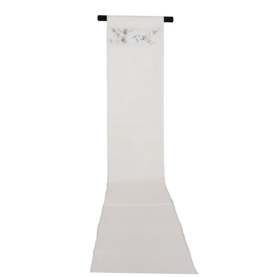 民芸手描き友禅 紗 袋帯 正絹 オフホワイト 草花 Lサイズ F6357 新品 