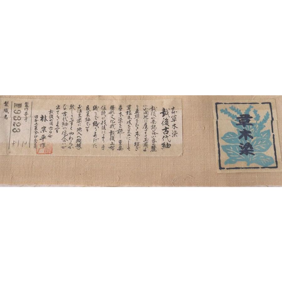 日本工芸会会員 林宗平氏作 本草木染 越後古代紬 袋帯 正絹 ベージュ 