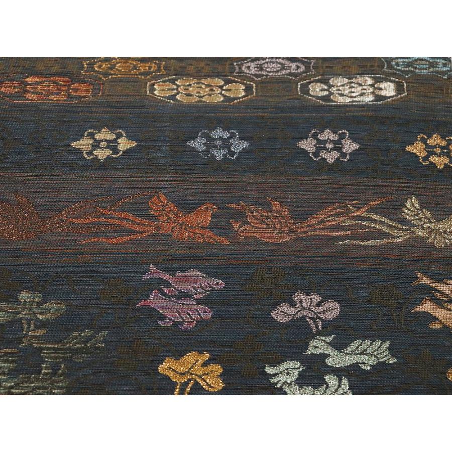 訪問着用 袋帯 正絹 緑 金 鳳凰 オシドリ 華文 Lサイズ F6566 新品 