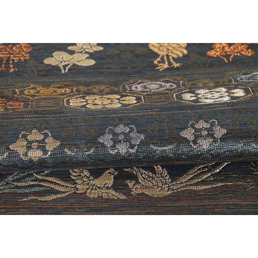 訪問着用 袋帯 正絹 緑 金 鳳凰 オシドリ 華文 Lサイズ F6566 新品 