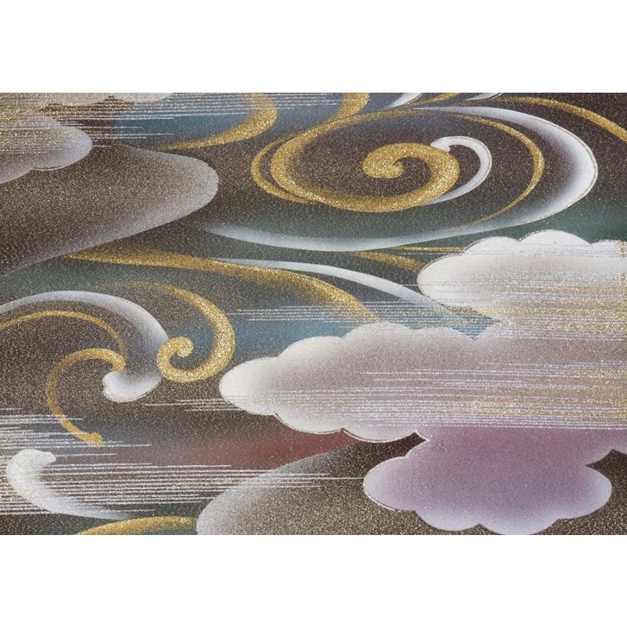留袖用 綴れ織袋帯 正絹 濃茶 金 雲 曲水 Lサイズ F6625 新品 