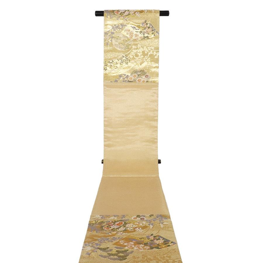 礼装用 袋帯 正絹 金 銀 茶色 緑 荒磯 花兎 有栖川文様 七宝文 鱗文 鳥 