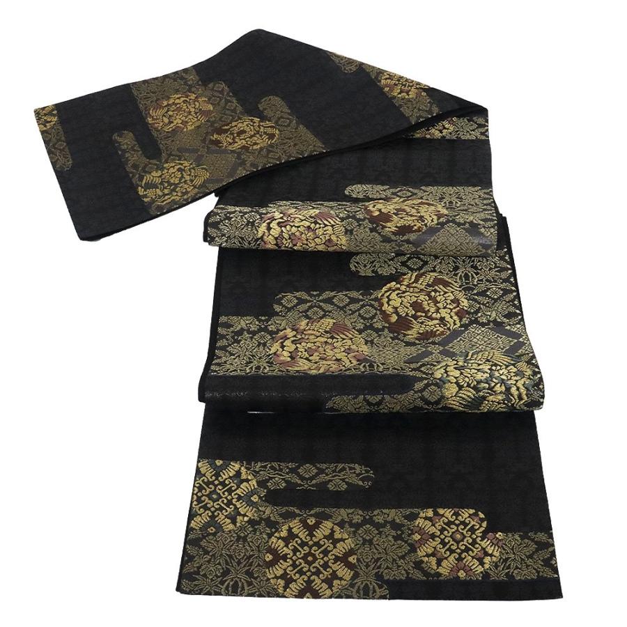 訪問着用 西陣織袋帯 正絹 縞 唐織 松竹梅 茶屋辻 Lサイズ F6116 新品