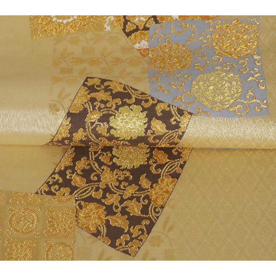 礼装用 西陣織袋帯 正絹 金 金箔 花鳥 色紙紋 唐花 華文 花喰鳥 花菱  