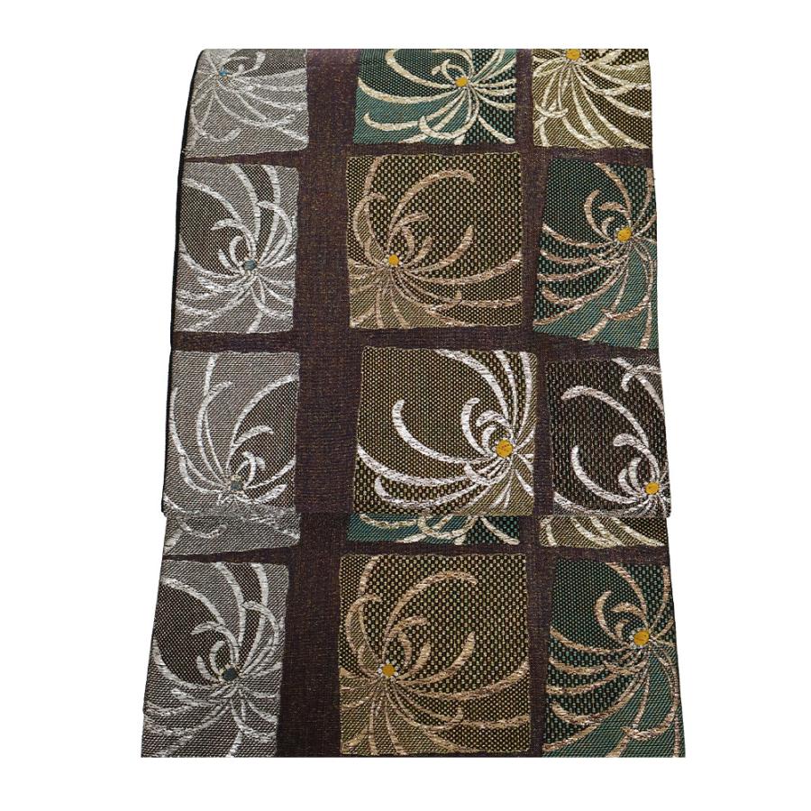 シルバー 乱菊袋帯　乱菊訪問着お２つおまとめ シルック 東レシルック 糸使用 洗える 袋帯 織・乱菊(ベージュ×セイジ