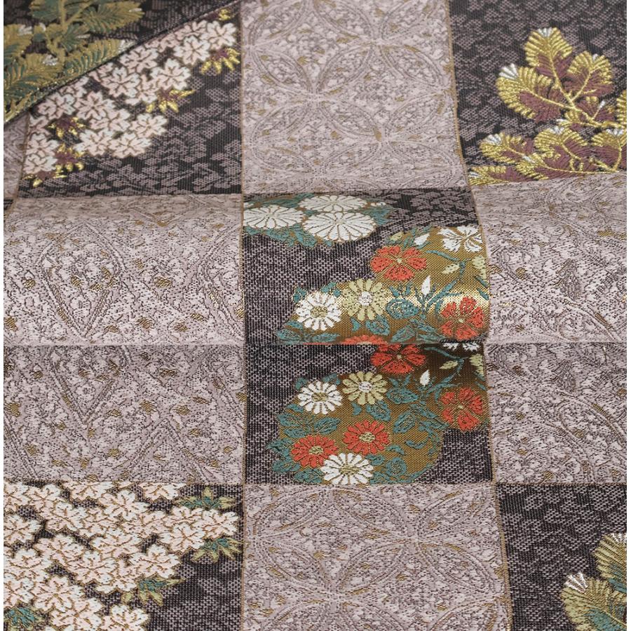 未使用 吉祥七宝文 唐織 袋帯 正絹 白 クリーム 紫 水色 695 きもの 和