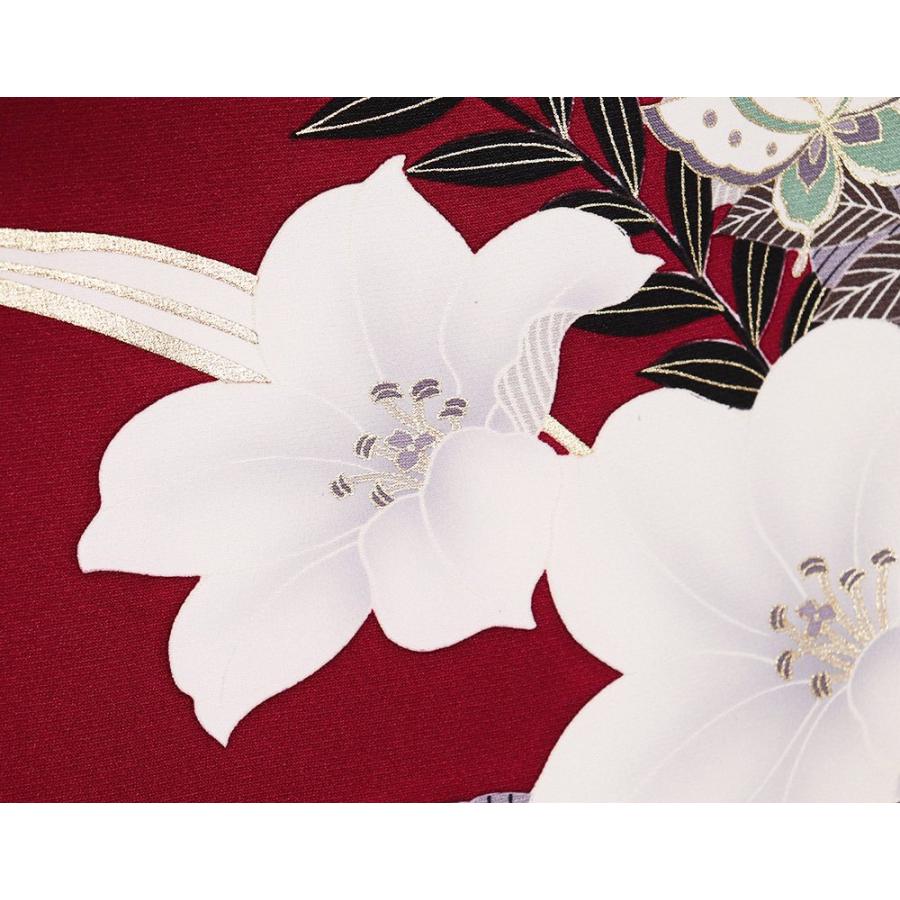 振袖 正絹 刺繍蝶に百合 ki19053 仕立て上がり 成人式にはお着物で  