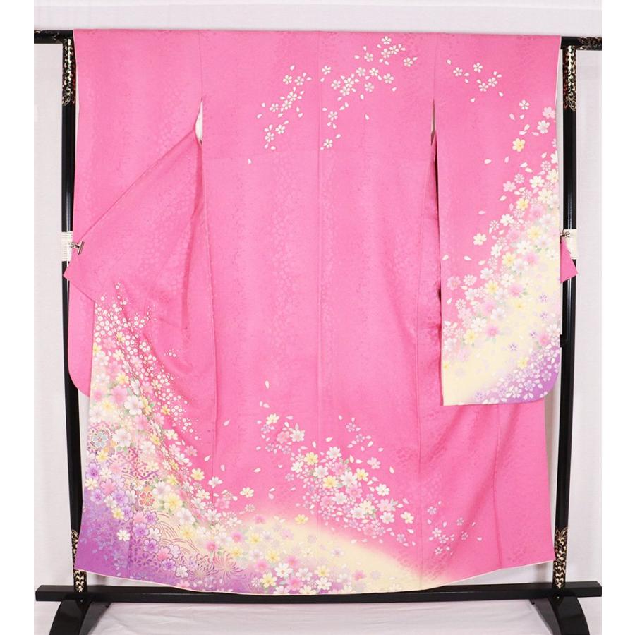 振袖 袷 正絹 ピンク 赤紫 桜 Mサイズ ki19065 美品 着物 - メルカリ｜振袖