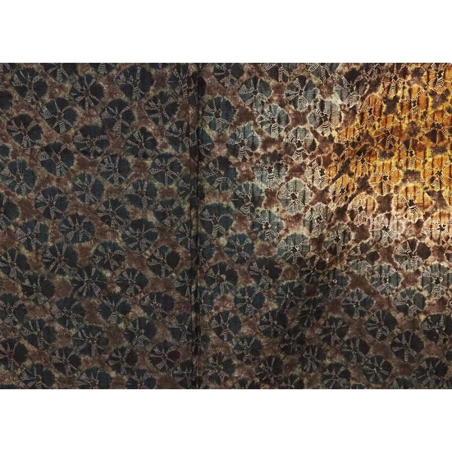 紬織地　総絞り訪問着　正絹　絞り菱文　ki19659の画像