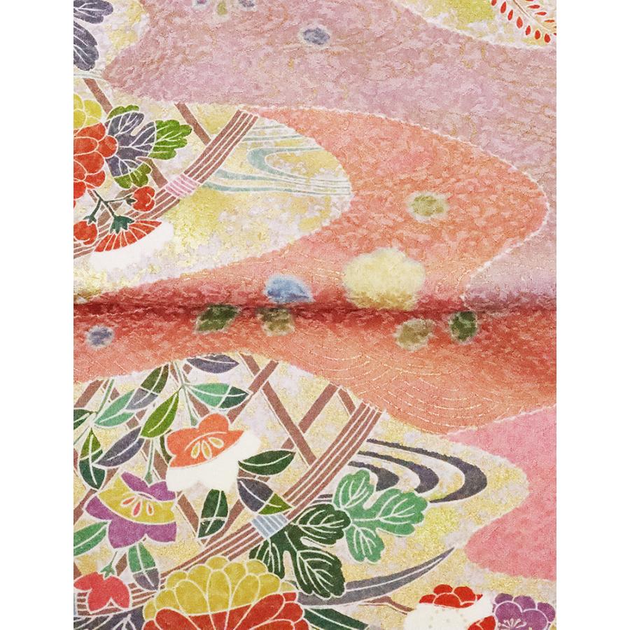 花鳥模様の手描き友禅の訪問着〉SALE トール雪輪ピンクベージュ