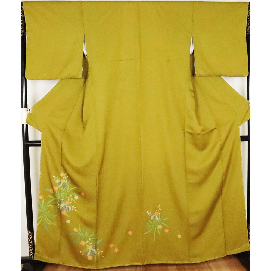 訪問着 正絹 黄土色 桐 菊 梅 Lサイズ ki20227 新品 公式行事 送料無料 