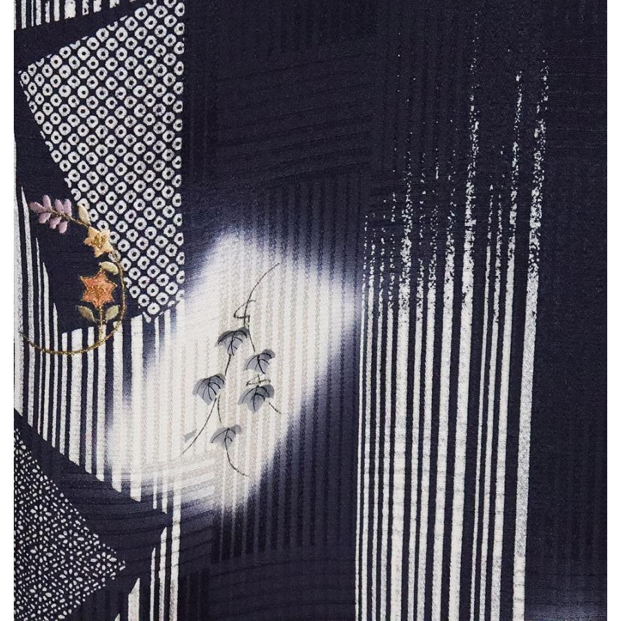 訪問着 正絹 紺 刺繍花 友禅 色紙 Mサイズ ki20383 新品 公式行事 送料無料 激安の画像